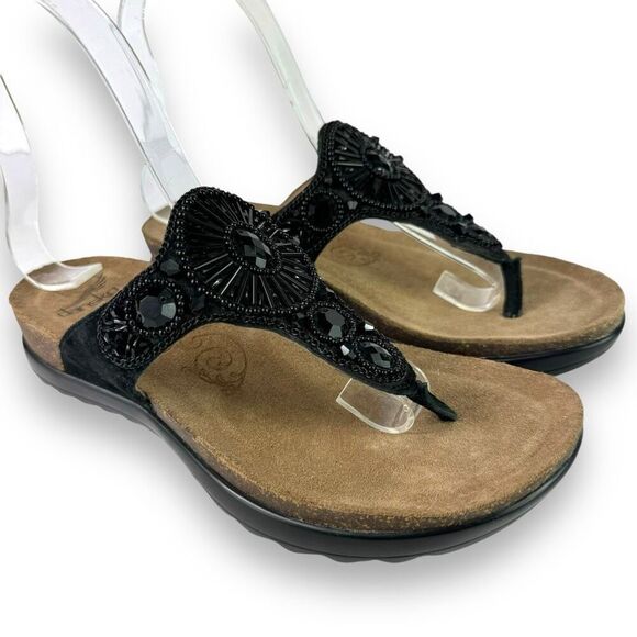 Dansko Pamela Black Jeweled Beaded Rhinestone Suede Toe Post Sandal 36 / 5.5 - 6 - Picture 13 of 14